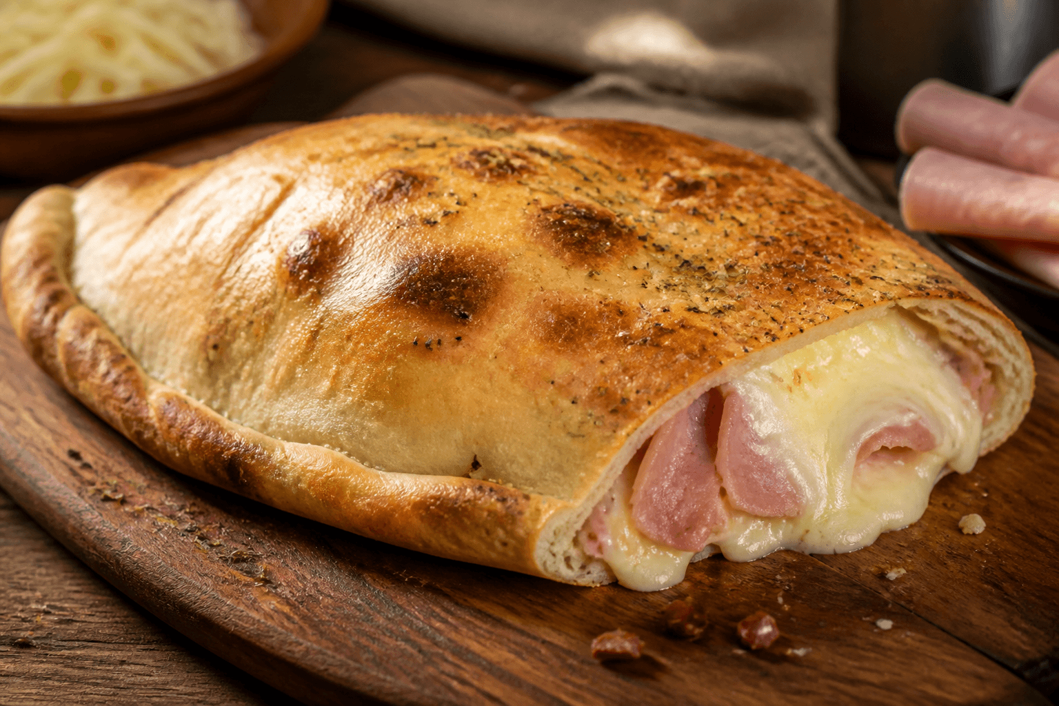 Calzone De Jamon, Tocineta Y Mozarella